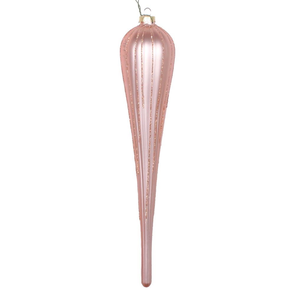 MT195058D 11 in. Rose Gold Glitter Drop Ornament - 3 per Bag