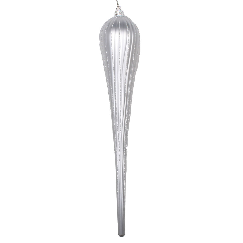 15.75 in. Silver Glitter Drop Ornament - 2 per Bag