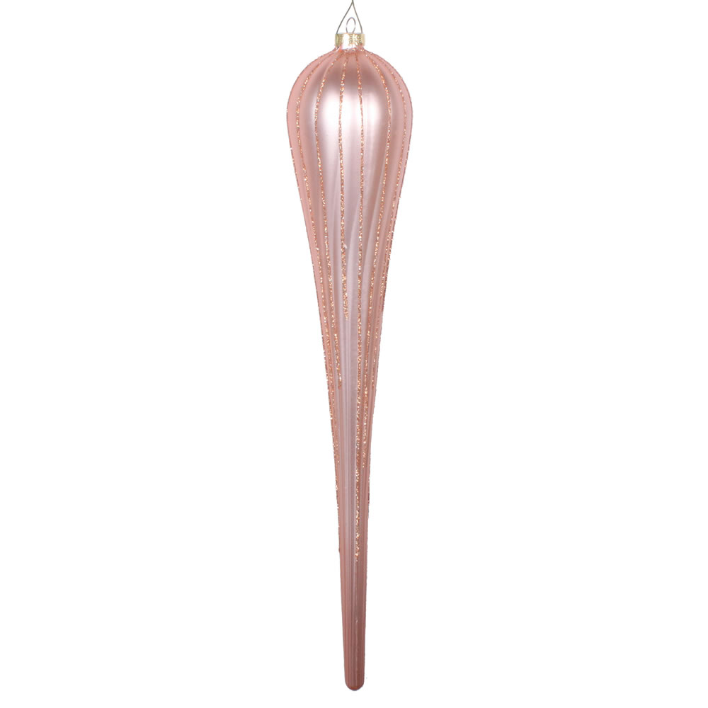 15.75 in. Rose Gold Glitter Drop Ornament - 2 per Bag