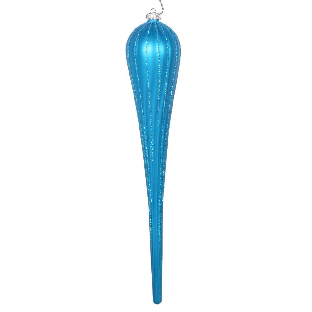 15.75 in. Turquoise Glitter Drop Ornament - 2 per Bag