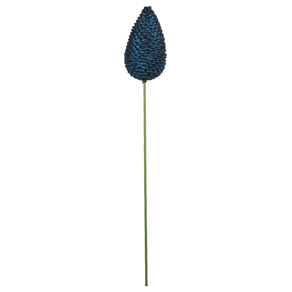 24 in. Midnight Blue Glit Pinecone Stick - 4 per Bag