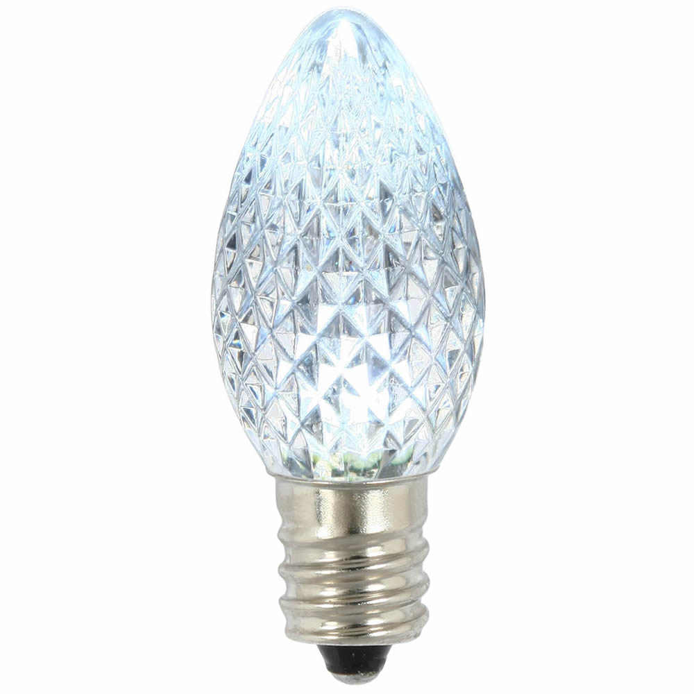 0.96 watt 120V C7 Faceted LED Cool White Twinkle Blub with Nickel Base - 25 per Bag