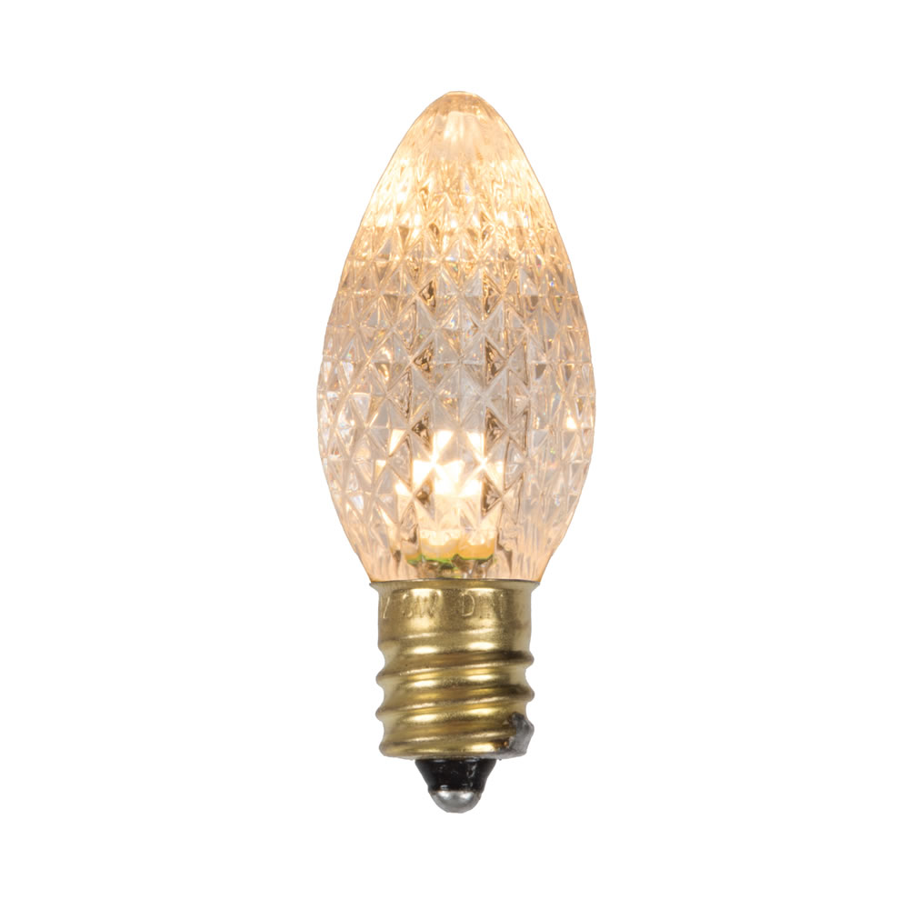 C7 Faceted LED Sun Warm White Bulb with E12 Nickel Base - 25 per Bag
