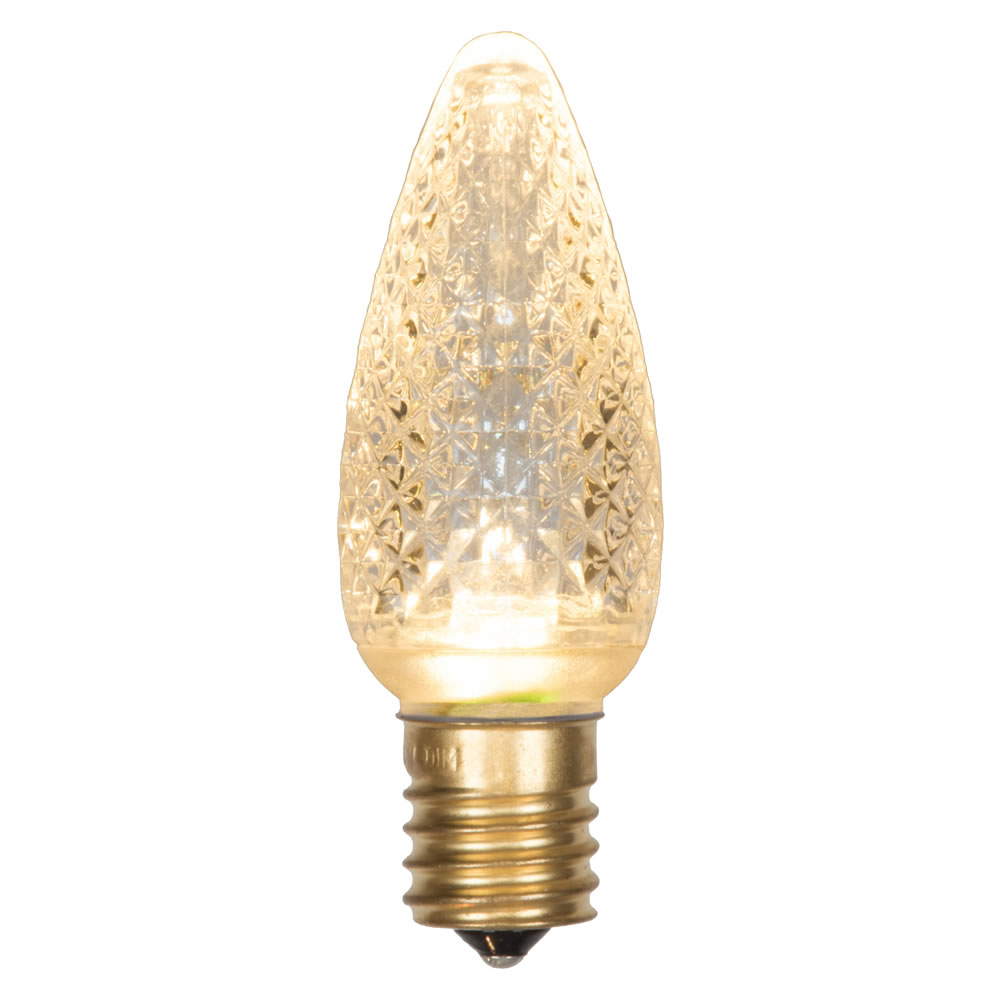 C9 Faceted LED Sun Warm White Bulb with E12 Nickel Base - 25 per Bag