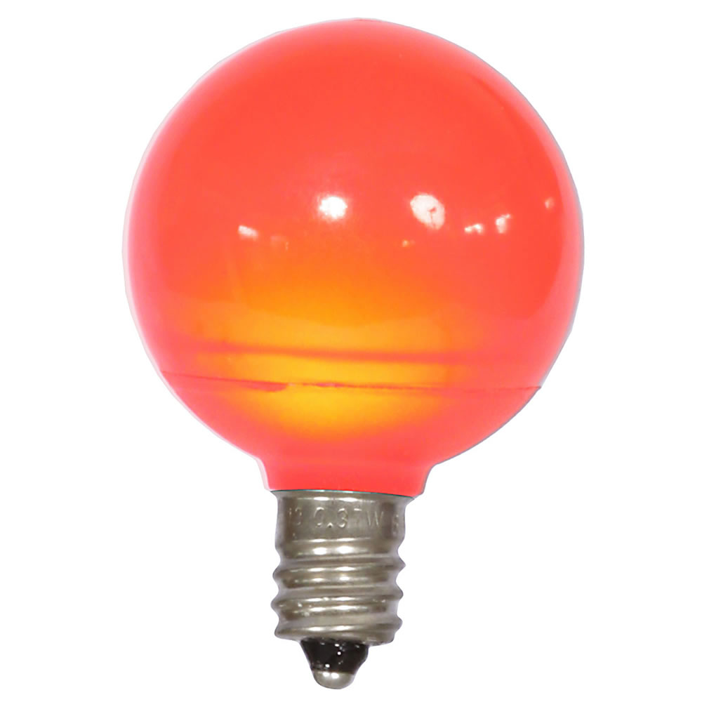0.96 watt G40 Red Ceramic LED Bulb with E12 Nickel Base - 25 per Bag