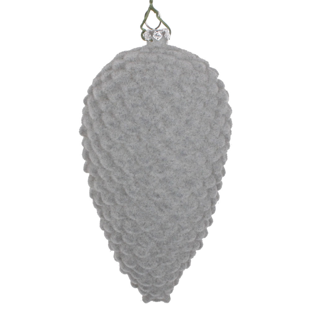 5 in. Silver Flocked Pinecone Ornament - 4 per Bag