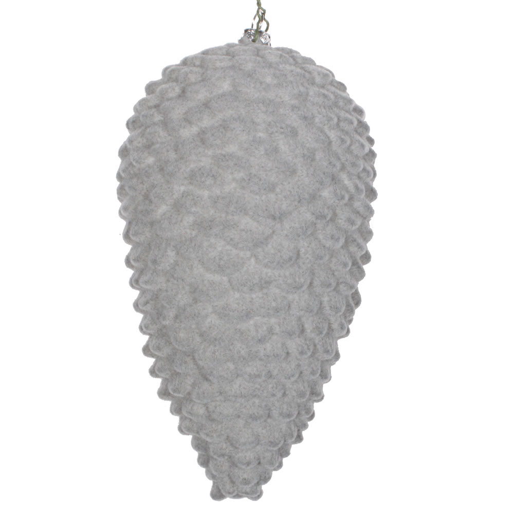 7 in. Silver Flocked Pinecone Ornament - 2 per Bag