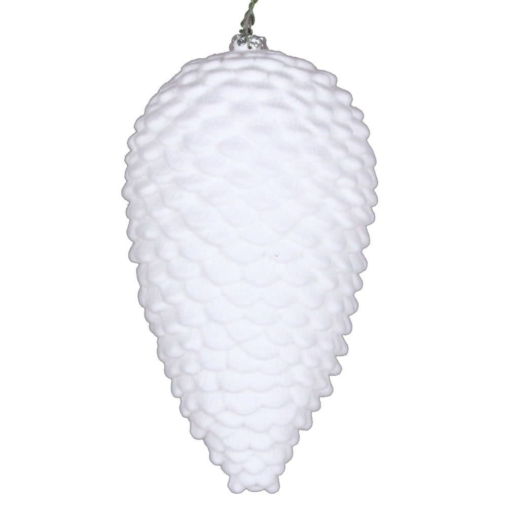 7 in. White Flocked Pinecone Ornament - 2 per Bag