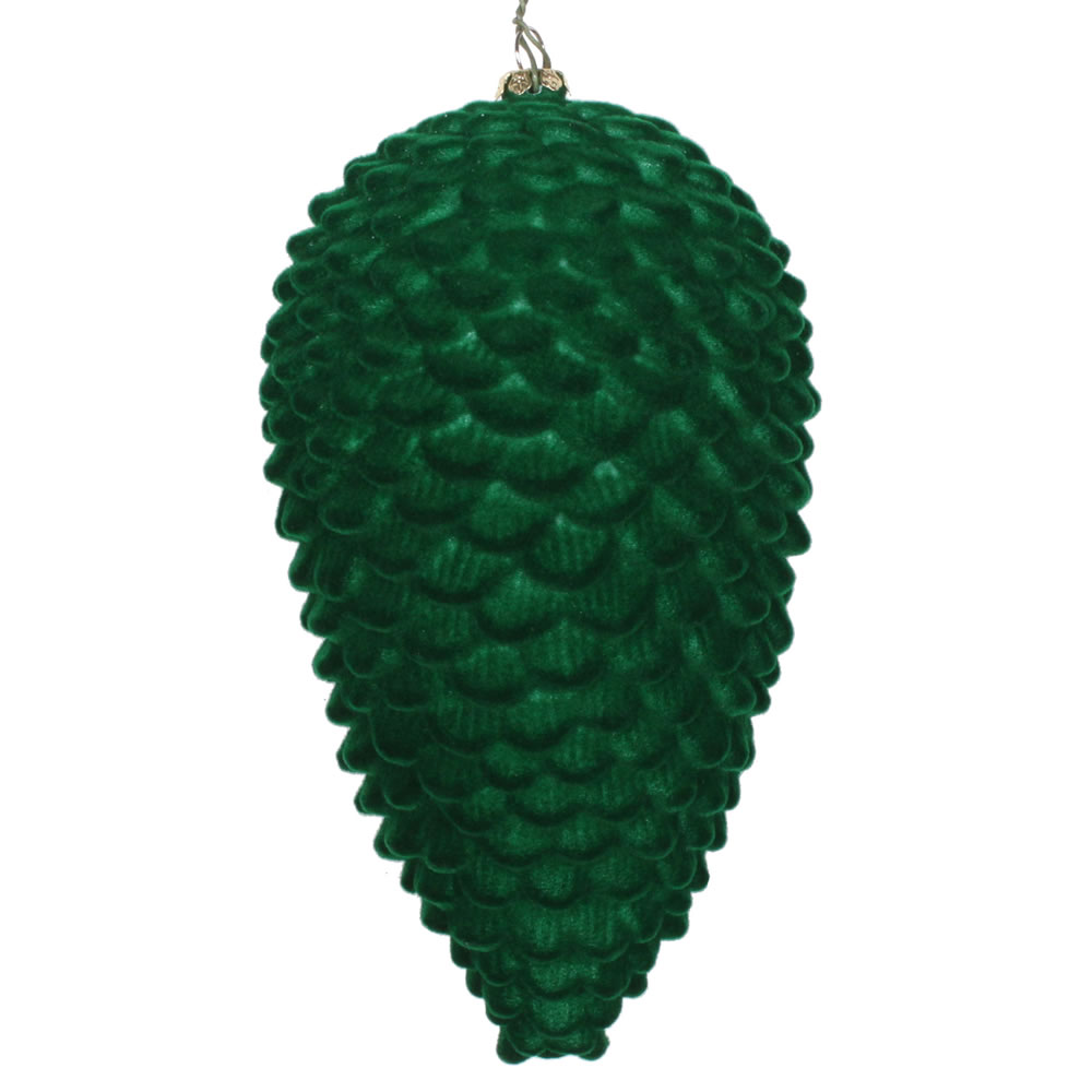 7 in. Moss Green Flocked Pinecone Ornament - 2 per Bag