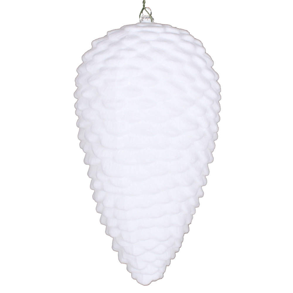 10 in. White Flocked Pinecone Ornament