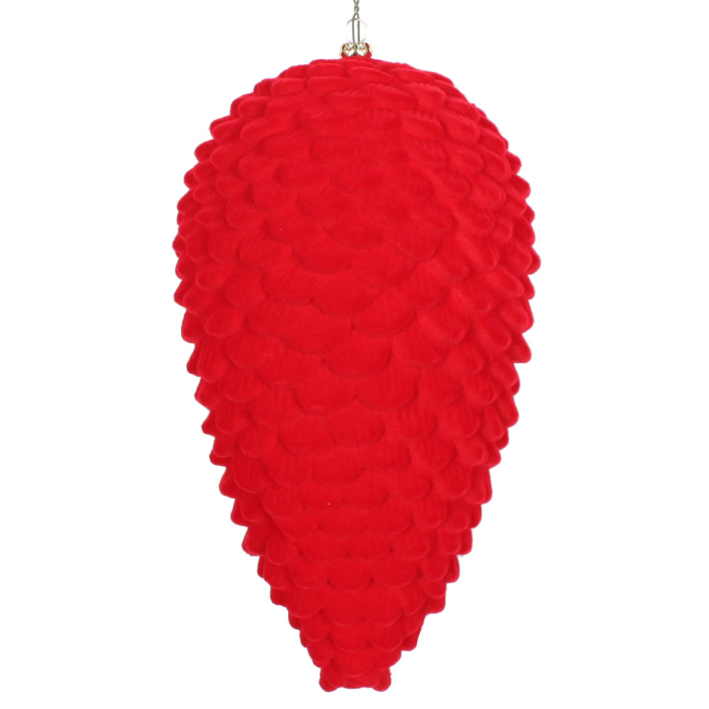 10 in. Red Flocked Pinecone Ornament