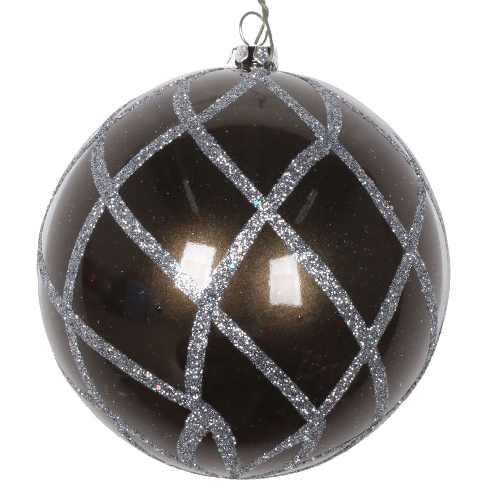 4 in. Pewter Candy Glitter Net Ornament - 3 per Bag