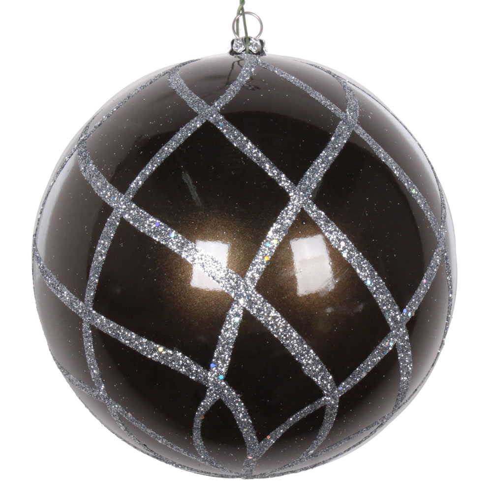 4.75 in. Pewter Candy Glitter Net Ornament - 3 per Bag