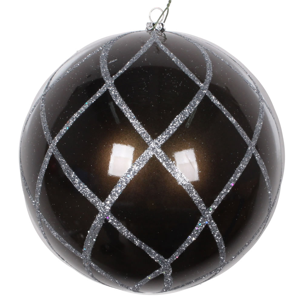 6 in. Pewter Candy Glitter Net Ornament - 2 per Bag