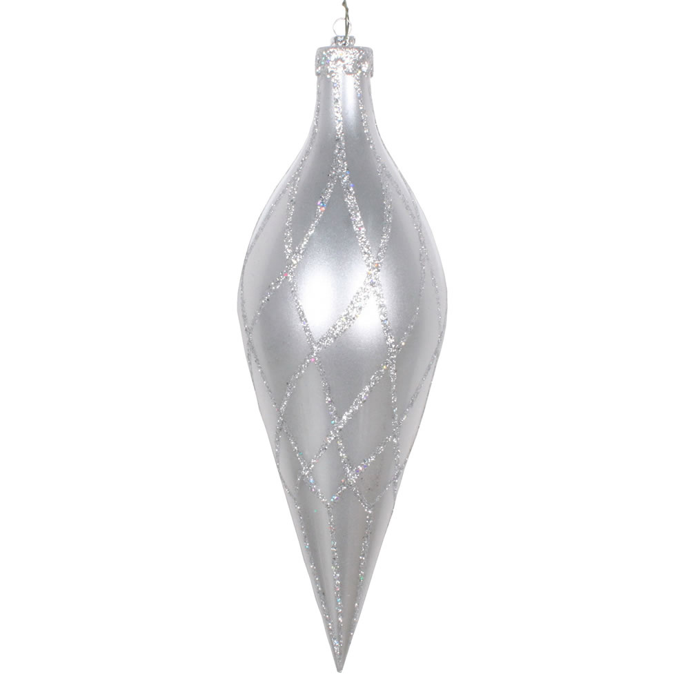 12 in. Silver Glitter Net Finial Ornament