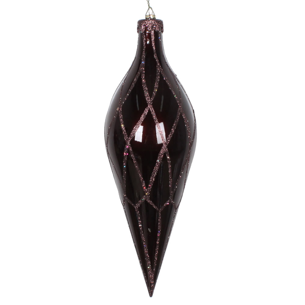 12 in. Chocolate Glitter Net Finial Ornament