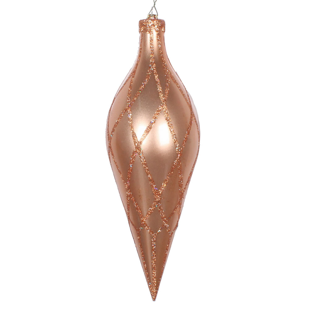 12 in. Rose Gold Glitter Net Finial Ornament