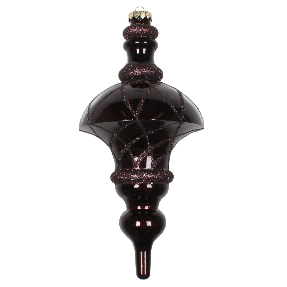 10 in. Chocolate Candy Glitter Net Top Finial Ornament