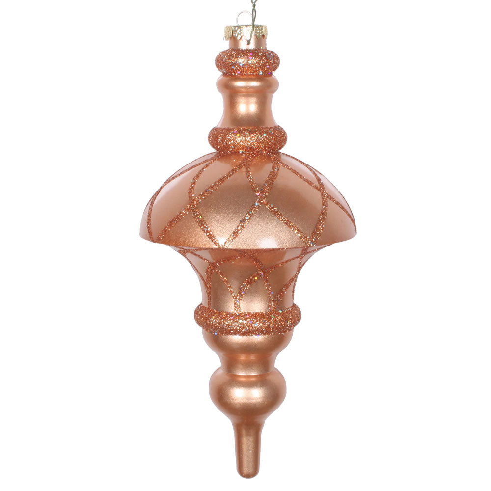 10 in. Rose Gold Candy Glitter Net Top Finial Ornament