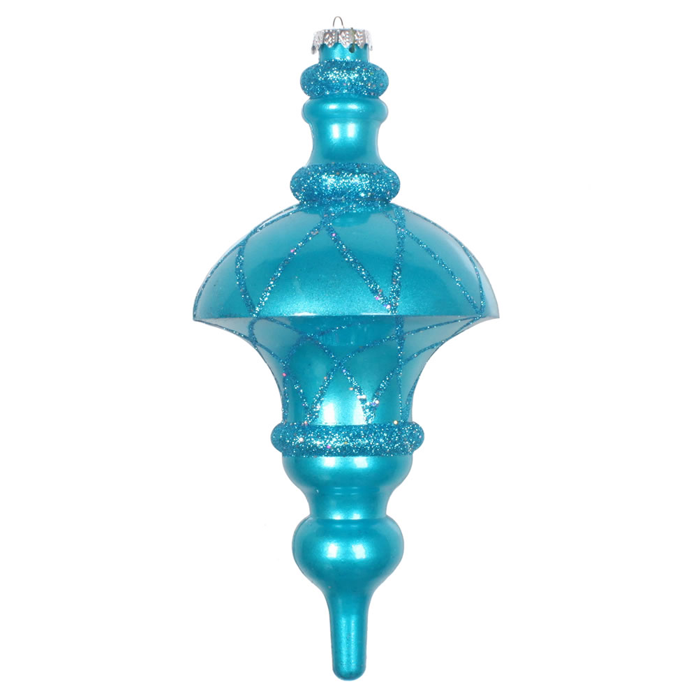 10 in. Turquoise Candy Glitter Net Top Finial Ornament