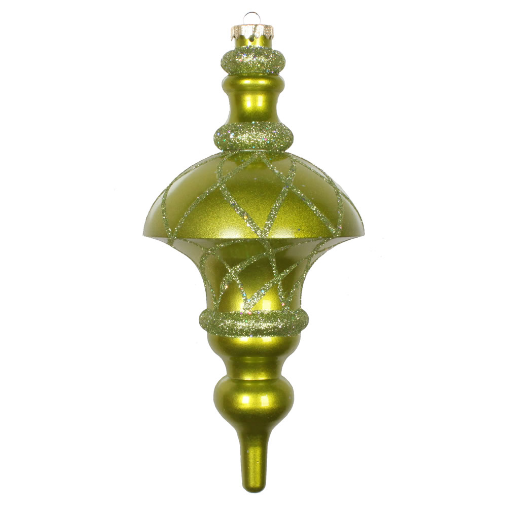 10 in. Lime Candy Glitter Net Top Finial Ornament