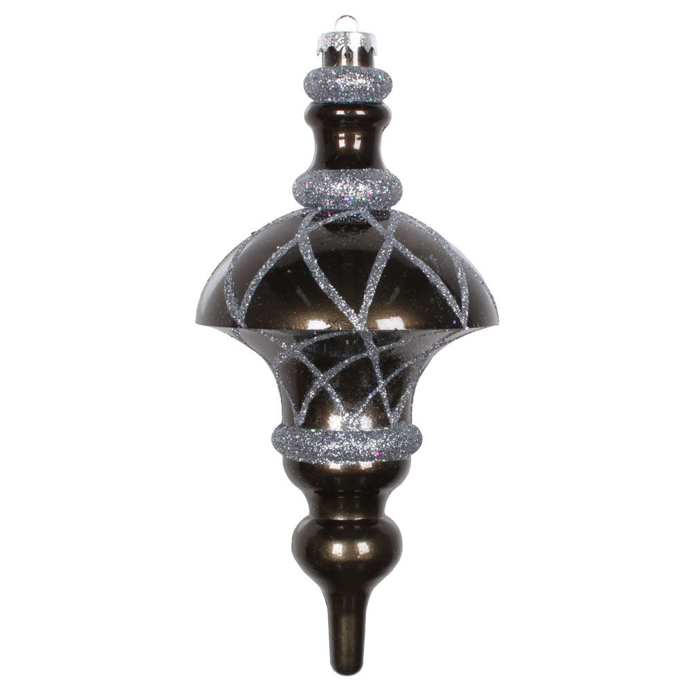 10 in. Pewter Candy Glitter Net Top Finial Ornament