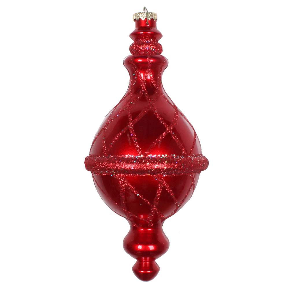 10 in. Red Candy Glitter Net Drop Ornament