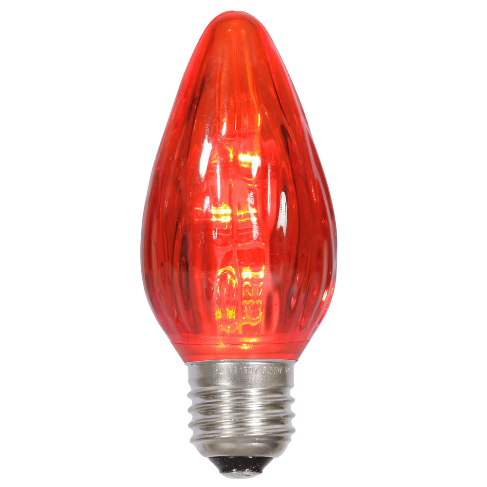 F15 Red Plastic LED Flame E26 Medium Nickel Base Bulb - 25 per Bag