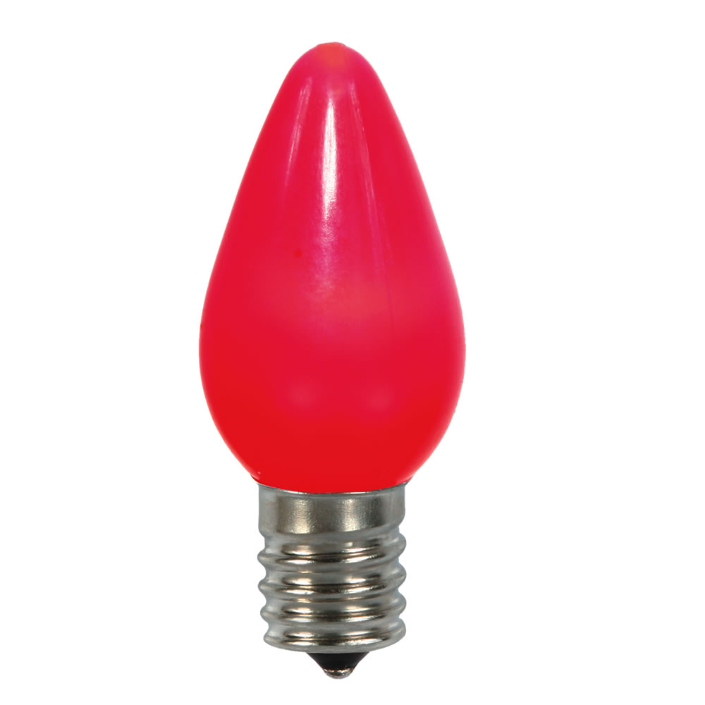 0.96 watt 130V C7 Ceramic LED Red Bulb with Nickel Base - 25 per Bag