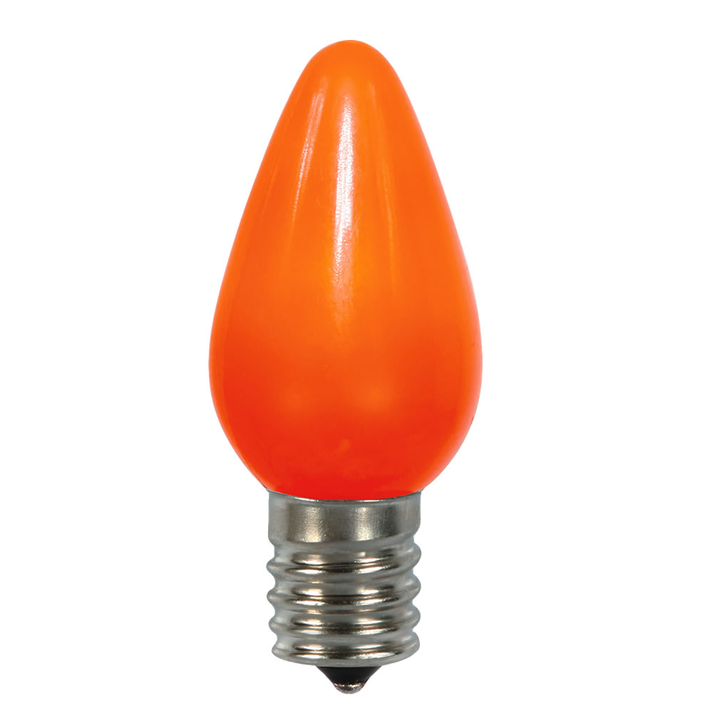 0.96 watt 130V C7 Ceramic LED Orange Twinkle Bulb with Nickel Base - 25 per Bag
