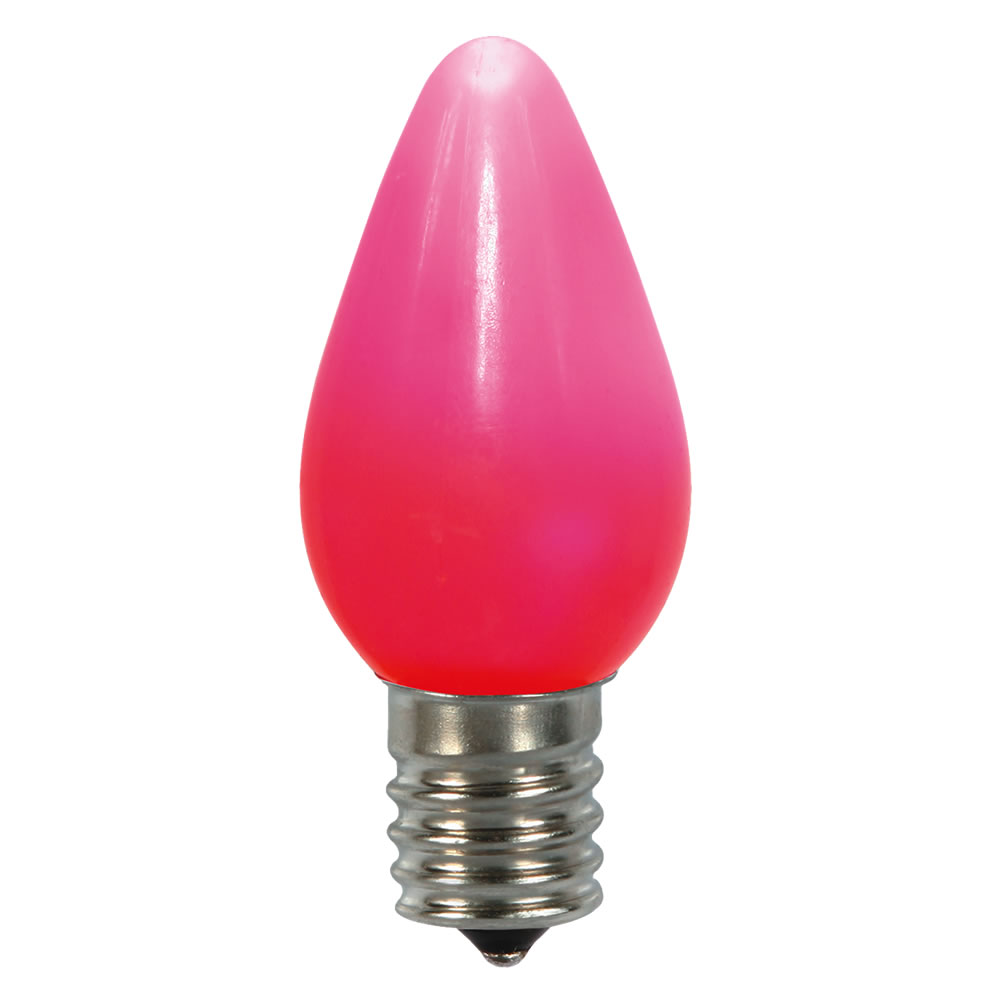 0.96 watt 130V C7 Ceramic LED Pink Bulb with Nickel Base - 25 per Bag