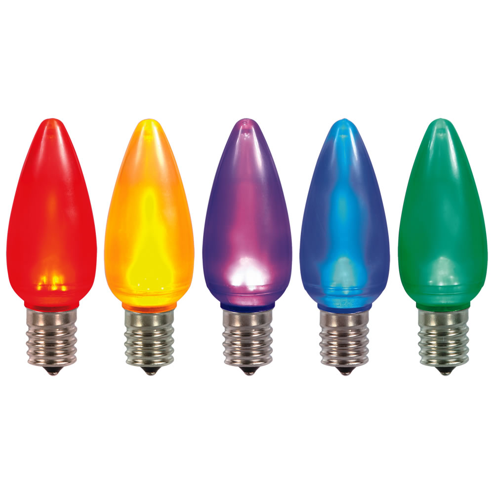 0.96 watt 130V C9 Ceramic LED Multi-Color Twinkle Bulb with Nickel Base - 25 per Bag