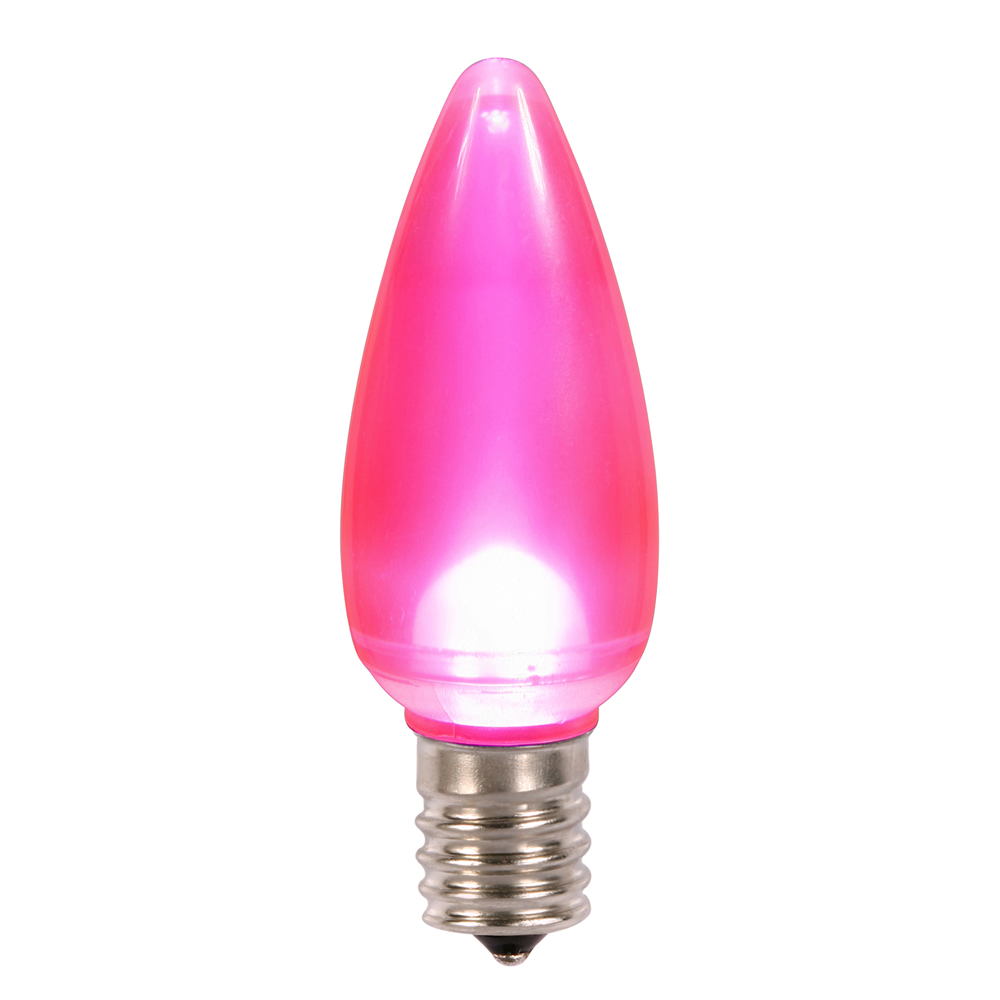 0.96 watt 130V C9 Ceramic LED Pink Bulb with Nickel Base - 25 per Bag