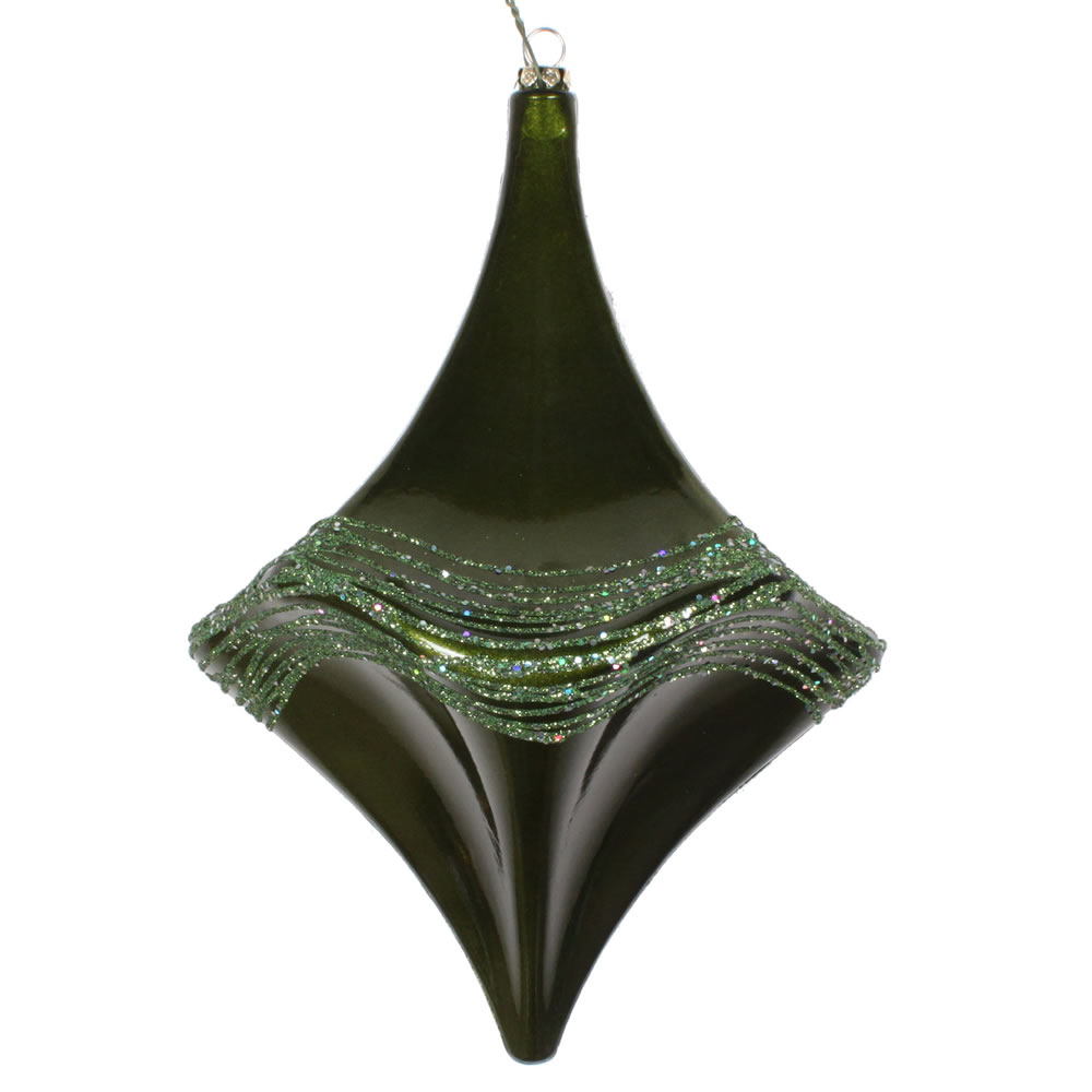 8 in. Moss Green Candy Glitter Drop Ornament