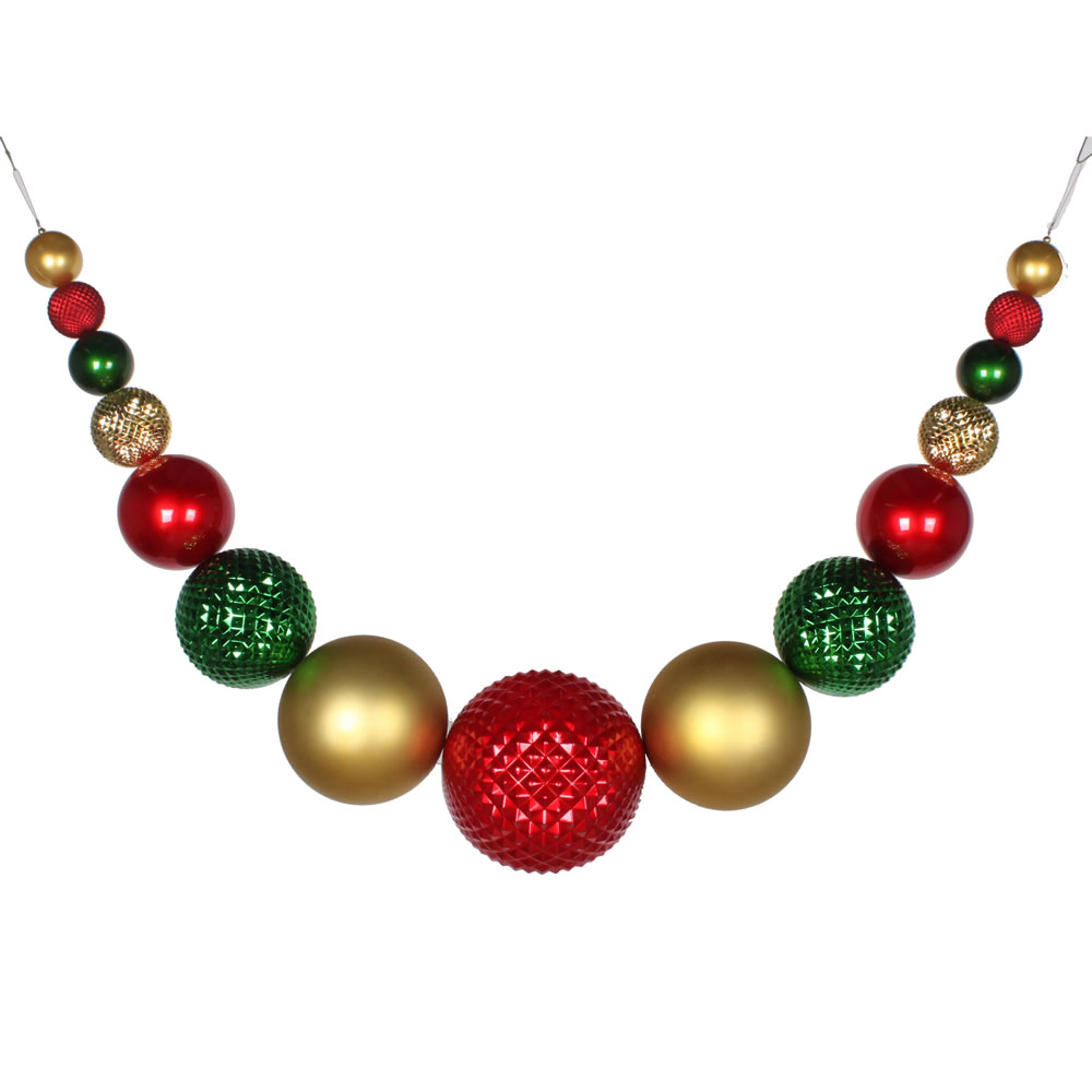 76 in. Red, Green & Gold Ornament Swag