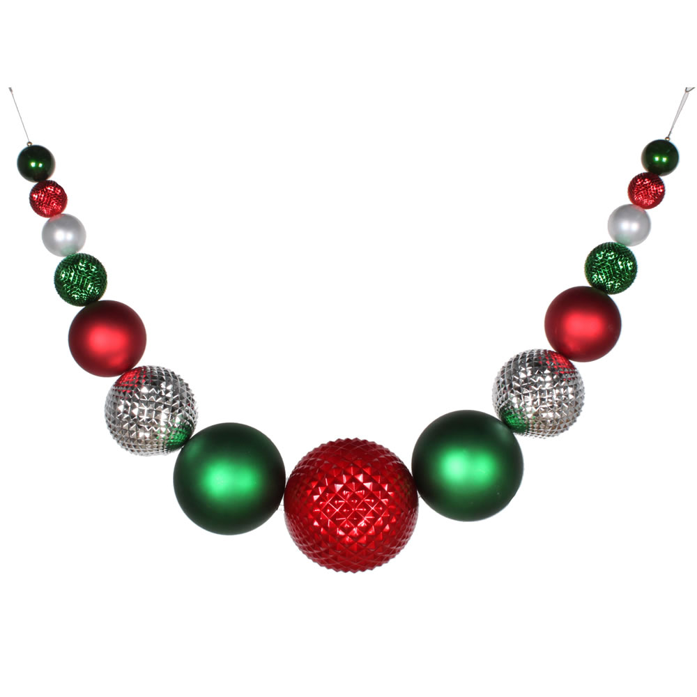 76 in. Red, Silver & Green Ornament Swag