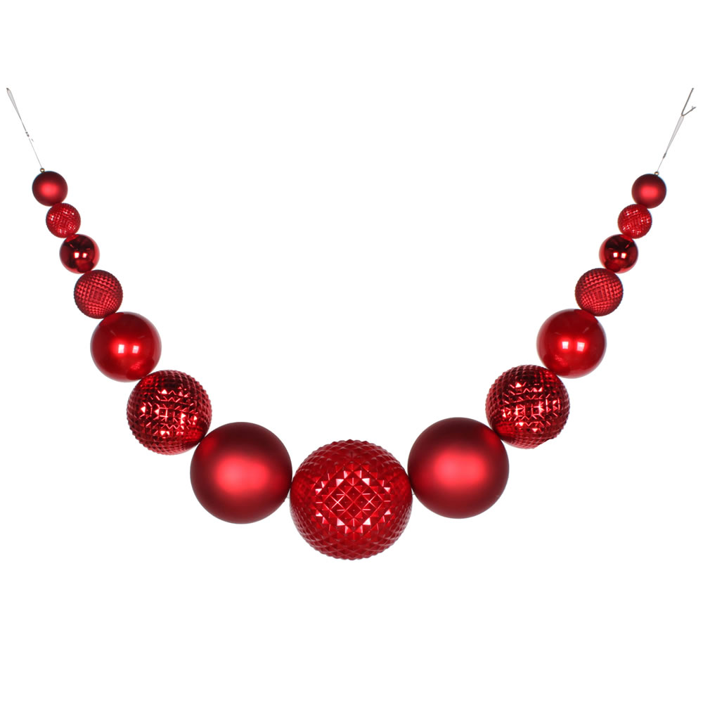 MT199403 76 in. Red Candy & Matte Durian Ornament Swag