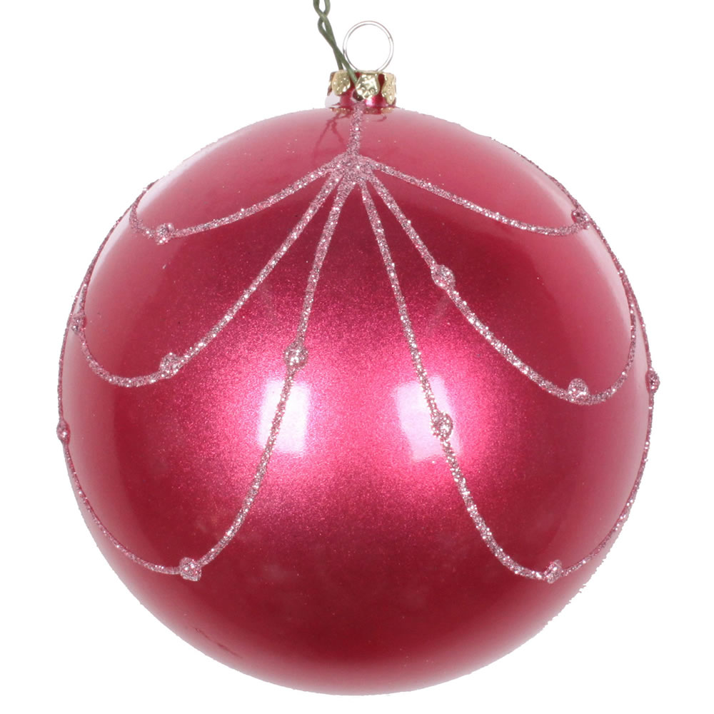 4 in. Mauve Candy Glitter Curtain Ornament - 4 per Bag