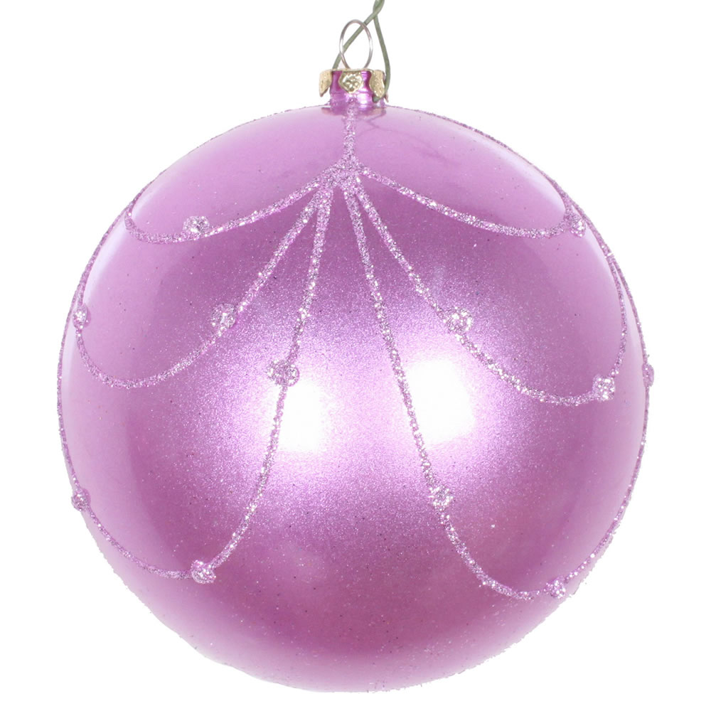 4 in. Orchid Candy Glitter Curtain Ornament - 4 per Bag