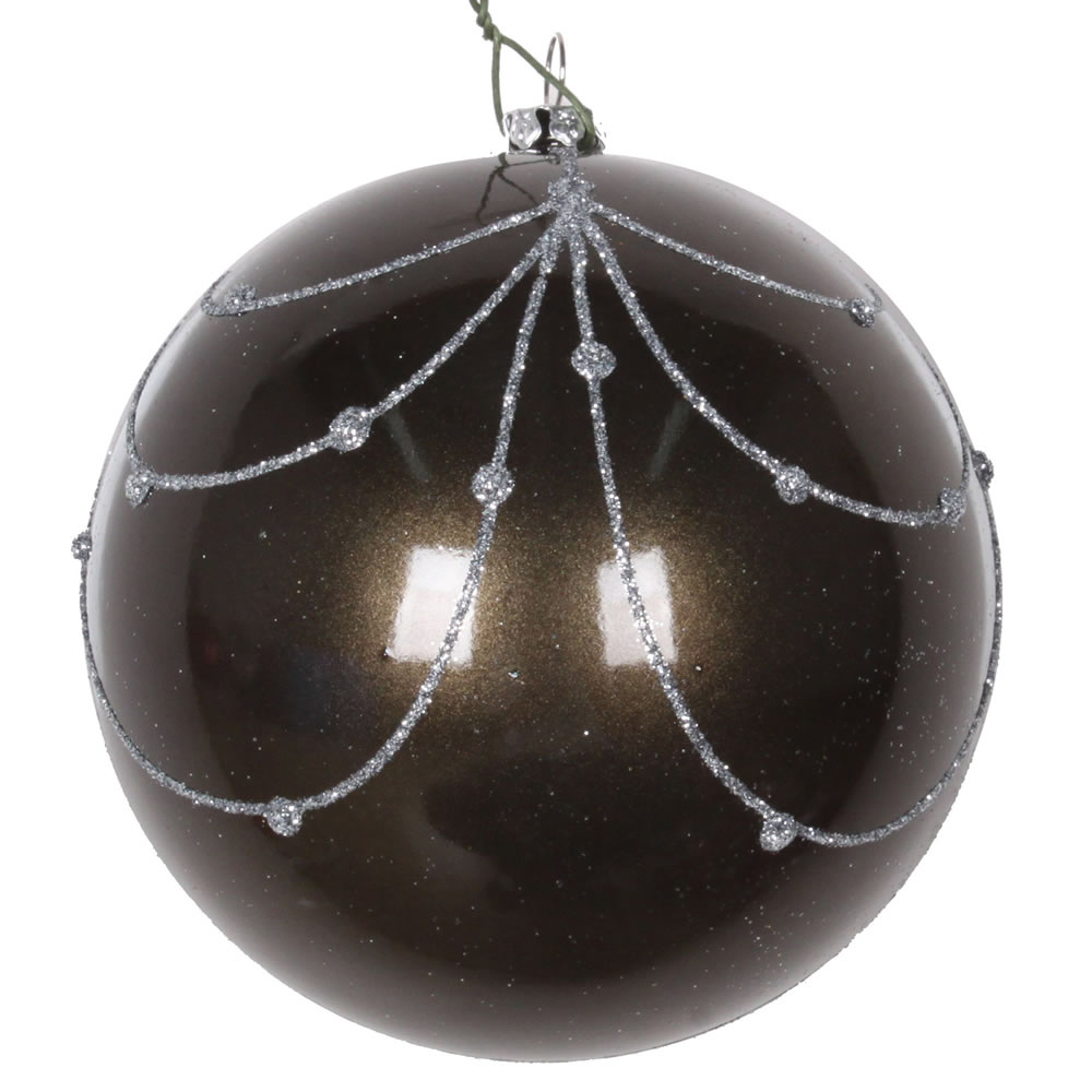 4 in. Pewter Candy Glitter Curtain Ornament - 4 per Bag