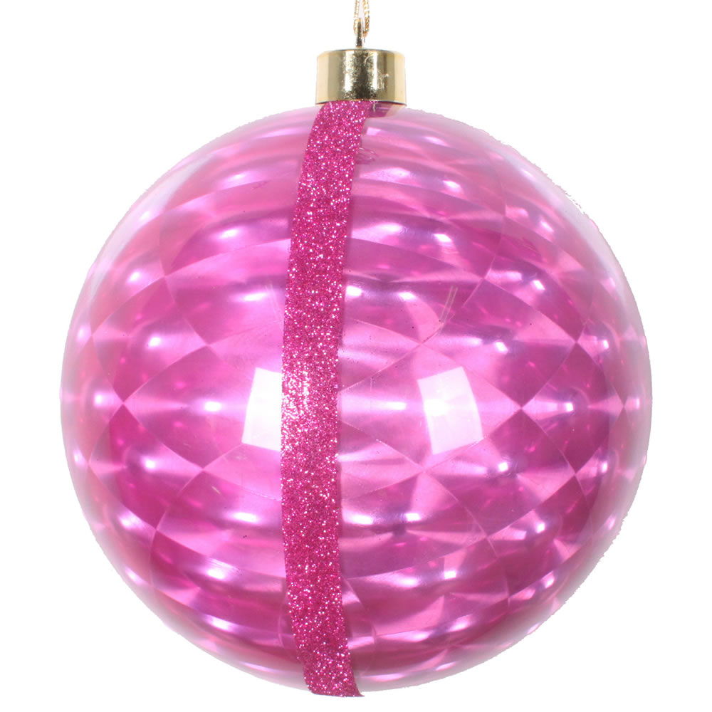 6 in. Cerise Glitter Reflector Ornament - 2 per Bag
