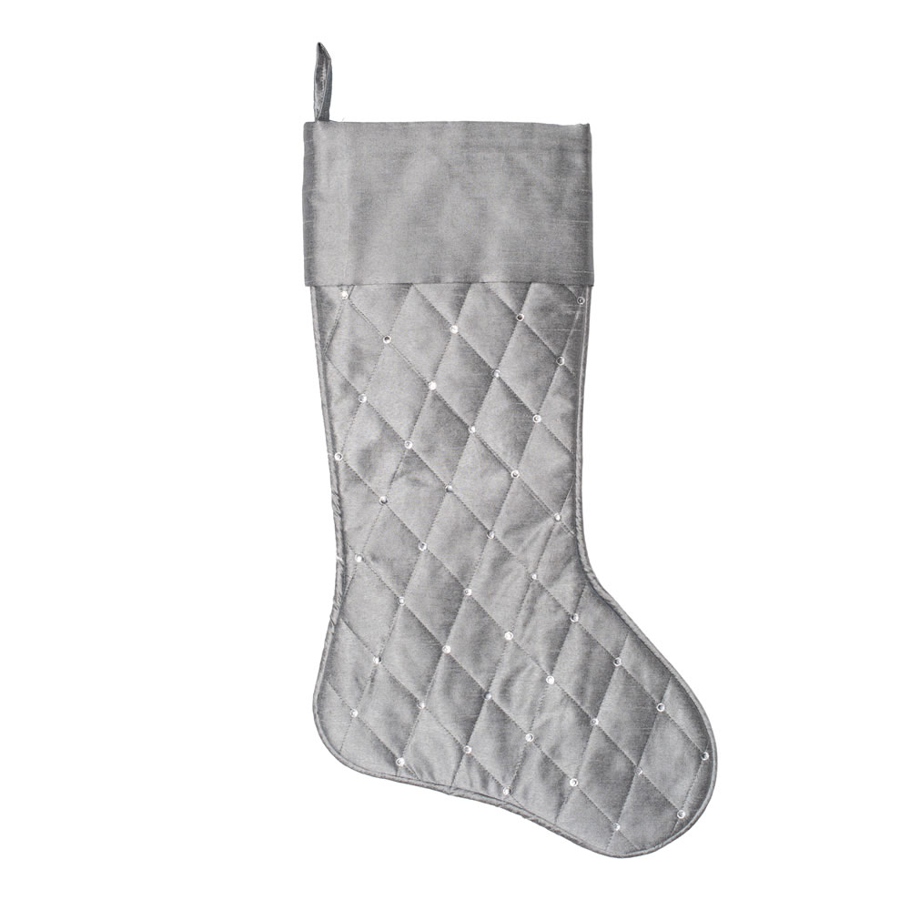 21 in. Gray Quilt Stitch Jewel Stocking