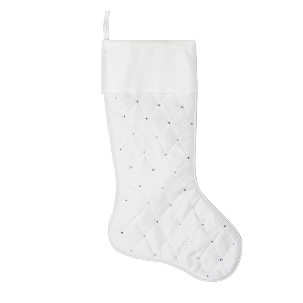 21 in. Ivory Quilt Stitch Jewel Stocking