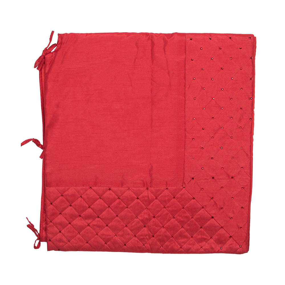 52 in. Red Quilt Stitch Jewel Tree Skirt