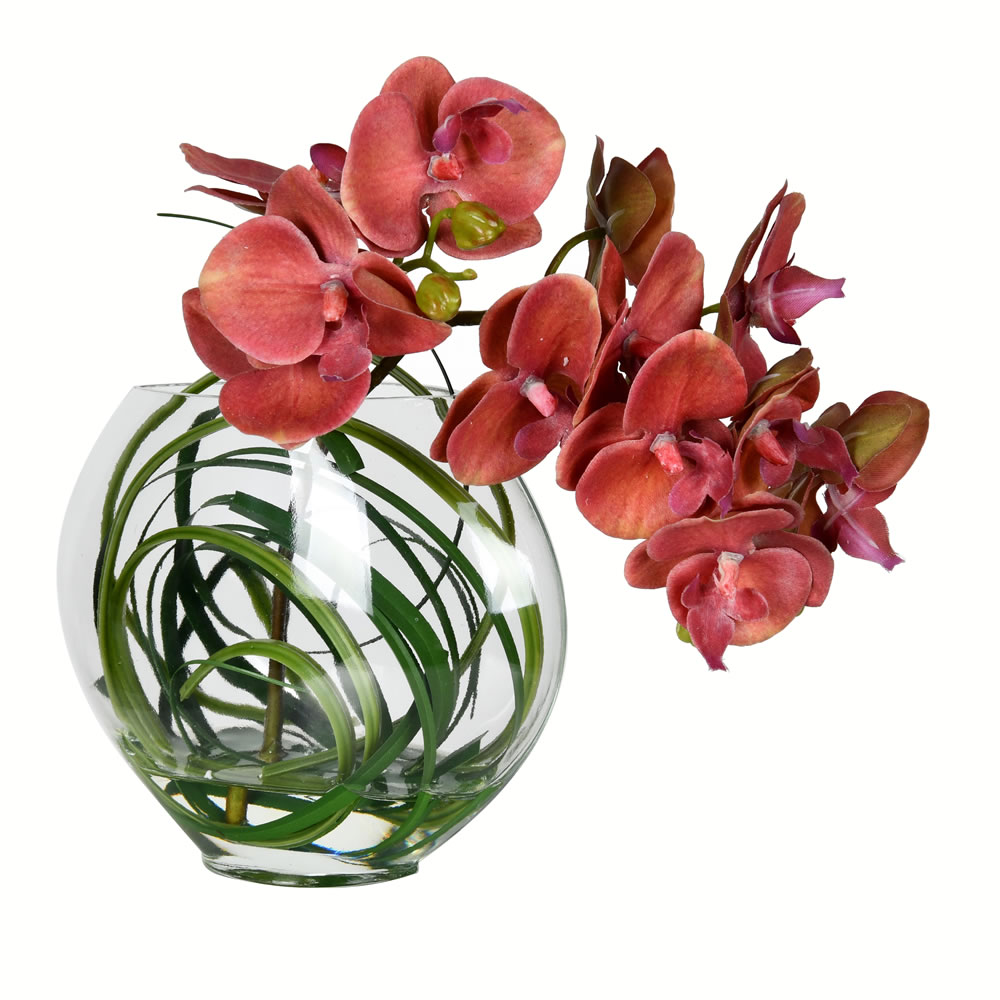 9.8 in. Purple Orchid In Glass Pot