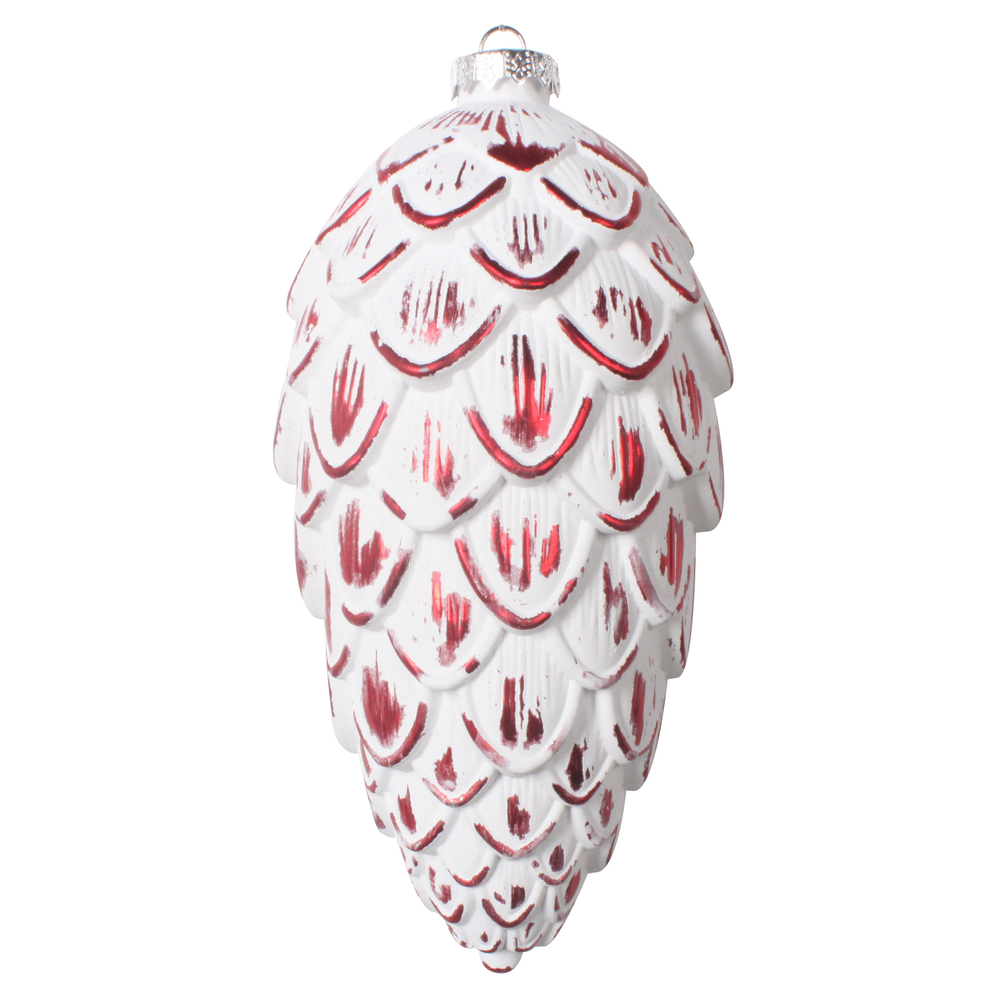 MT202403 8 in. Red Brushed Pinecone Ornament - Bag of 2