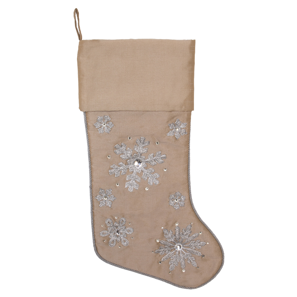 19 in. Champagne Snowflake Stocking