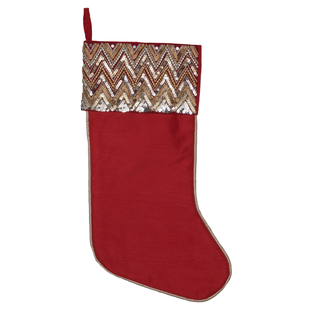 19 in. Red Chevron Sequin Stocking