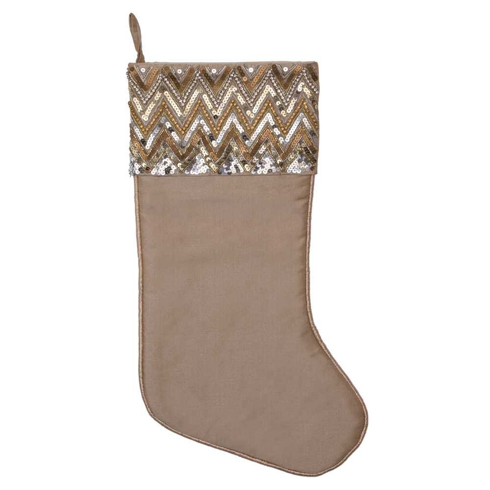 19 in. Champagne Chevron Sequin Stocking