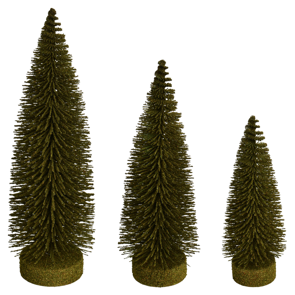 LS190790 7-9-11 in. Green Oval Tree - Set of 3 -  Vickerman